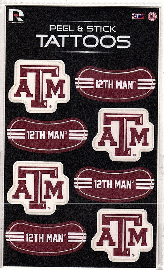 Texas A&M Aggies Peel & Stick Temporary Tattoos