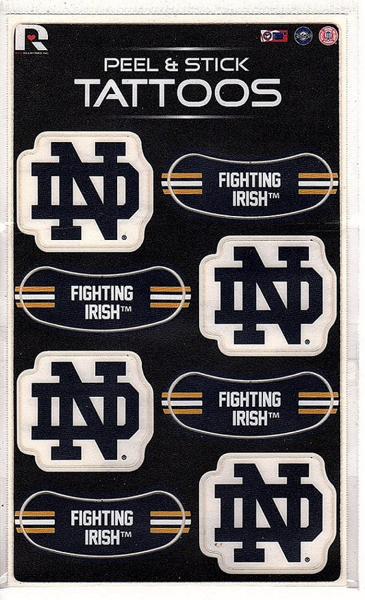 Notre Dame Fighting Irish Peel & Stick Temporary Tattoos