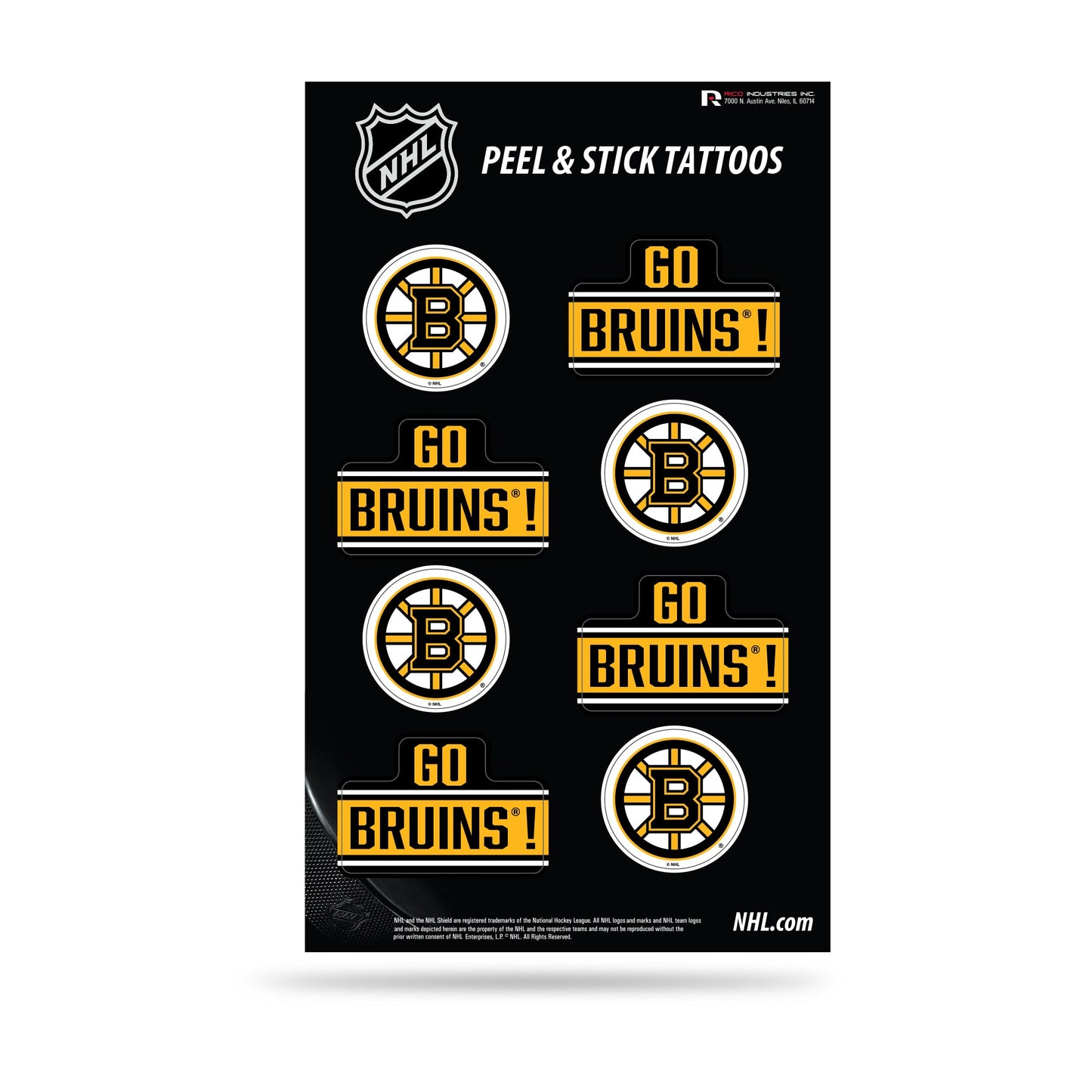 Boston Bruins Peel & Stick Temporary Tattoos