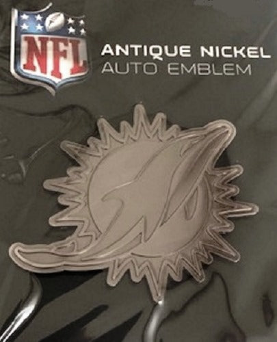 Miami Dolphins Antique Nickel Auto Emblem