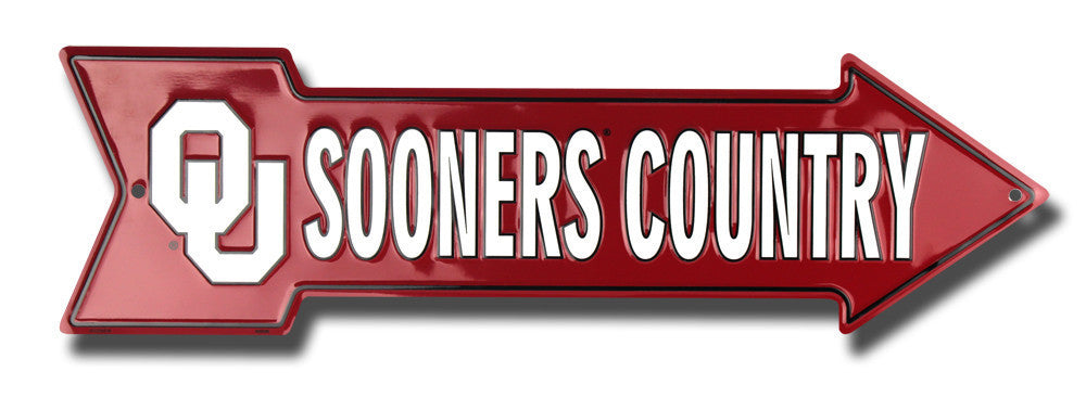 Oklahoma Sooners Country Metal Arrow Street Sign