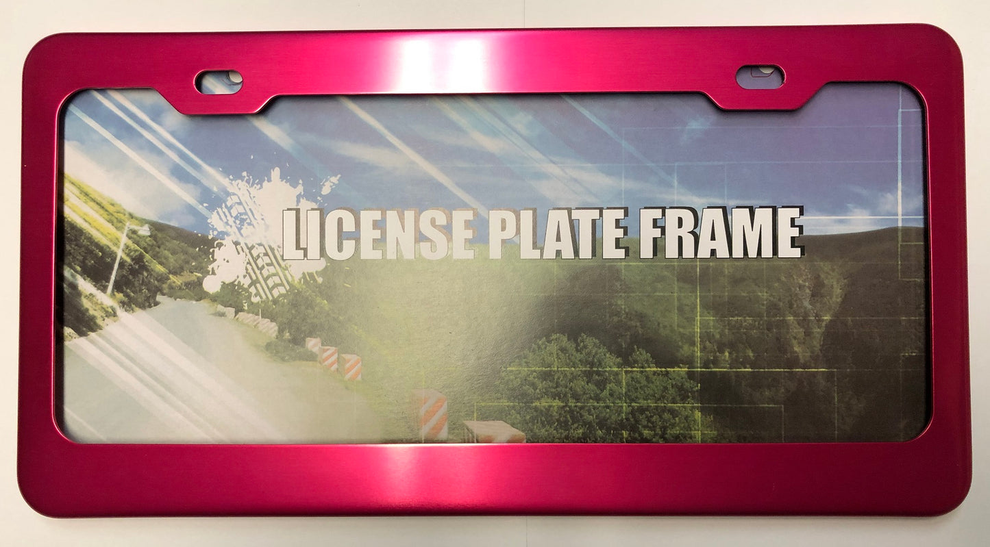 Hot Pink Anodized Aluminum License Plate Frame