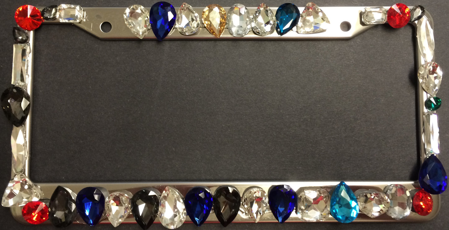 Assorted Crystals Diamond Bling License Plate Frame