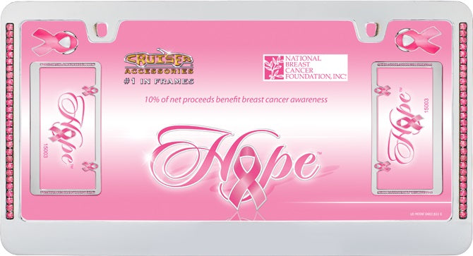 Hope Pink Bling Chrome License Plate Frame