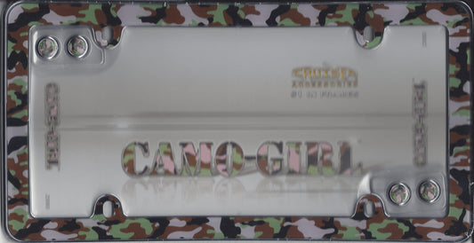 Pink Camo Girl Plastic License Plate Frame