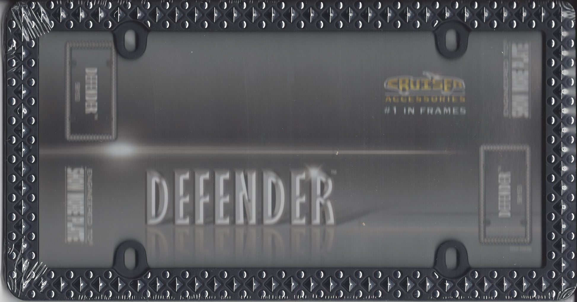 Defender Black Matte/Chrome License Plate Frame