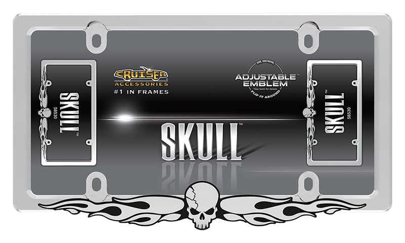 License Plate Emblems Skull Adjustable Emblem Chrome License Plate Frame – Auto License ...