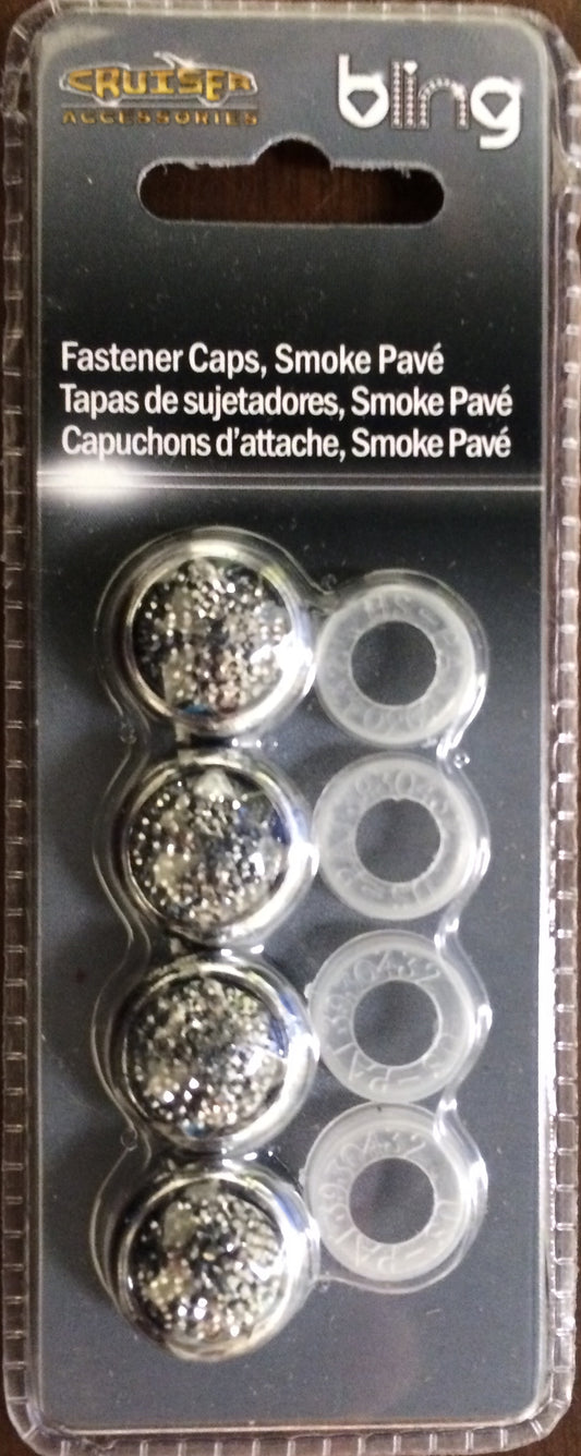 Smoke Crystal Bling Fastener Caps