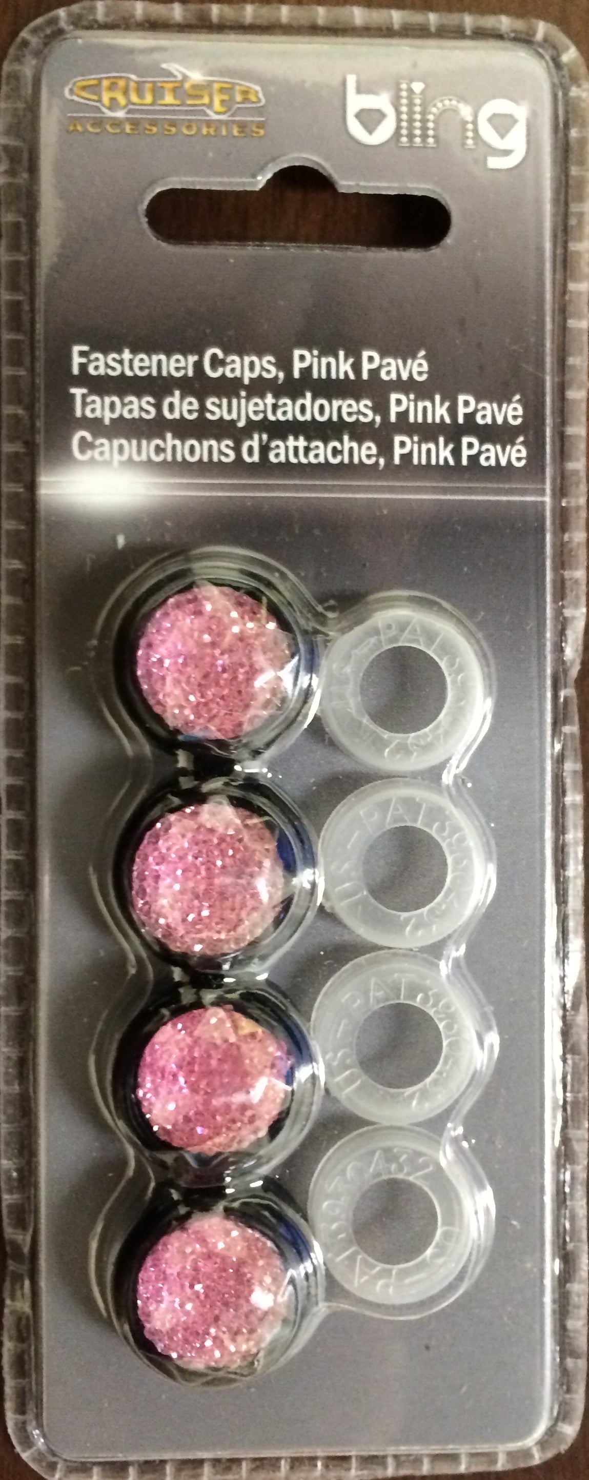 Pink Crystal Bling Fastener Caps