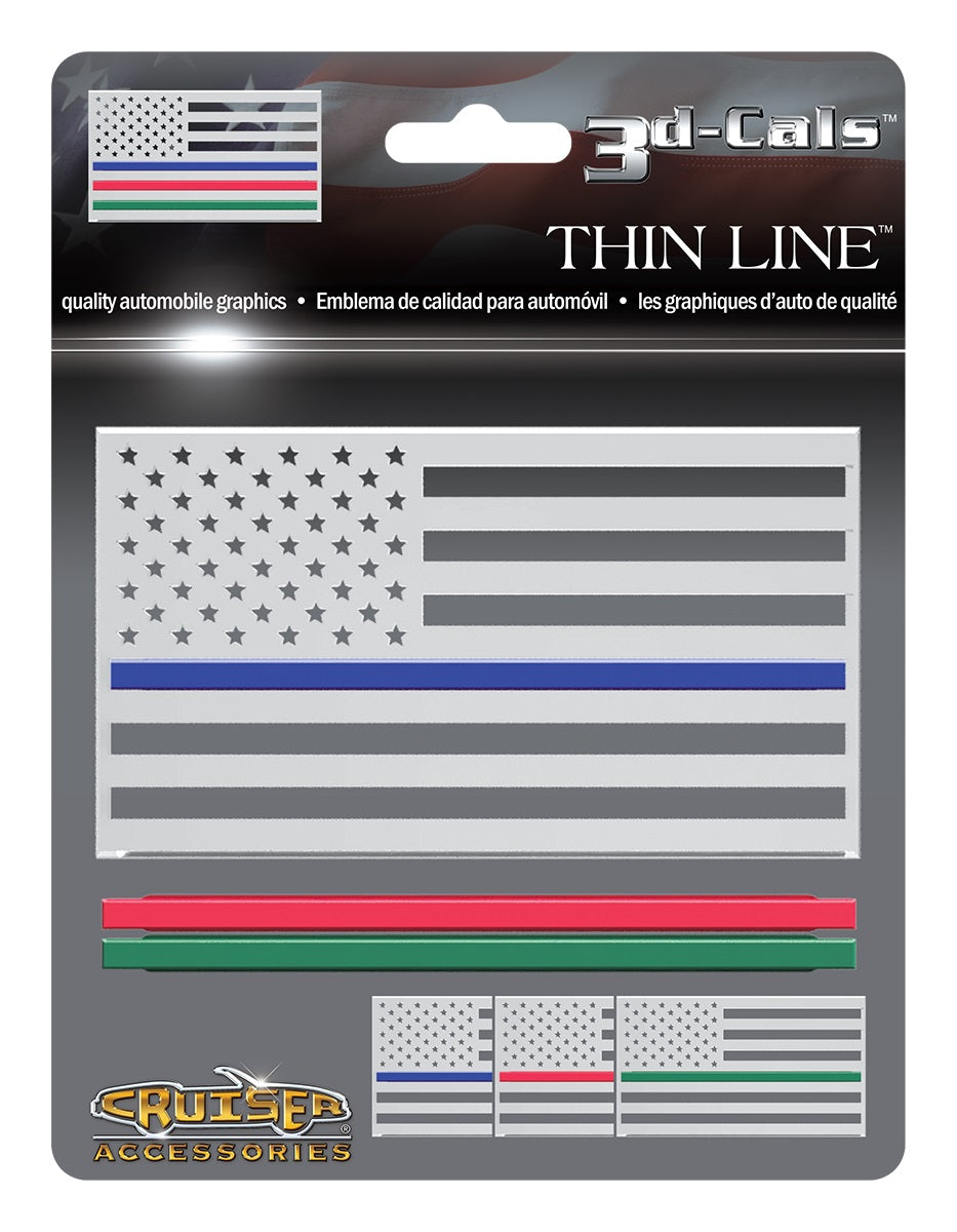 3D Cals Thin Line Chrome Plastic Decal