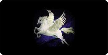 Centered Pegasus on Black Photo License Plate