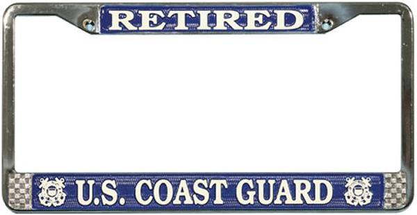 U.S. Coast Guard Retired Chrome License Plate Frame