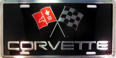 Corvette Racing Flag Logo License Plate