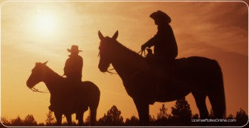 Cowboys On Horses Photo License Plate