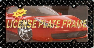 Diamond Plate Black License Frame