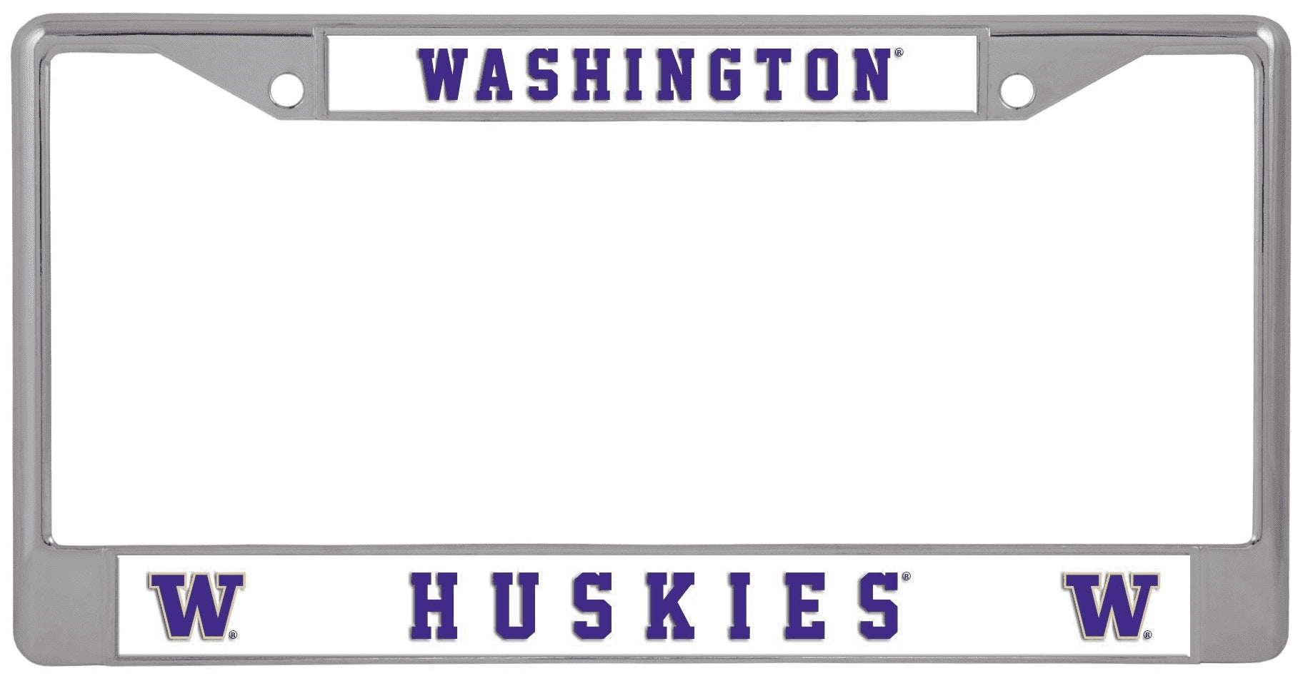 Washington Huskies Chrome License Plate Frame