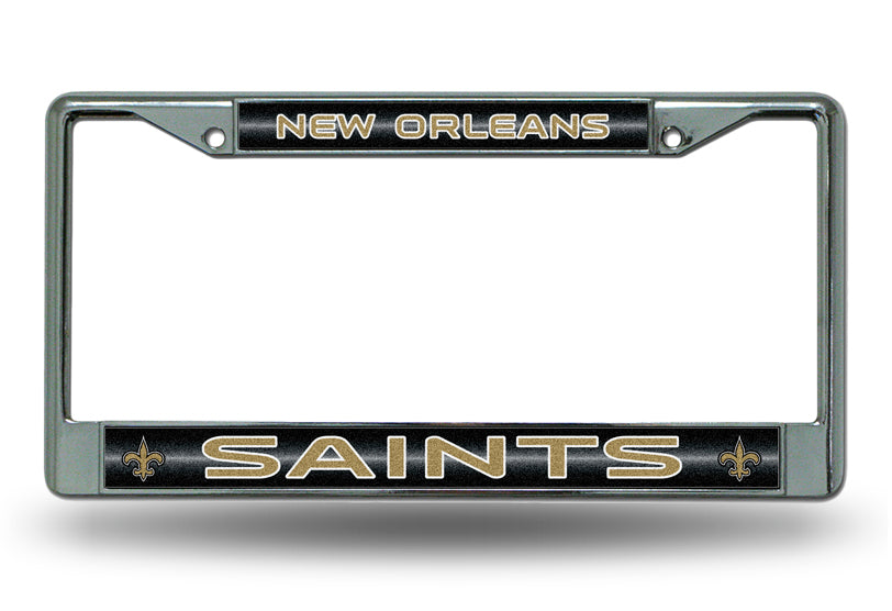 New Orleans Saints Glitter Chrome License Plate Frame