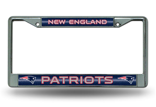 New England Patriots Glitter Chrome License Plate Frame