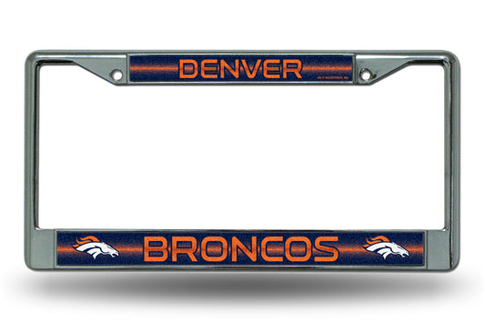 Denver Broncos Glitter Chrome License Plate Frame