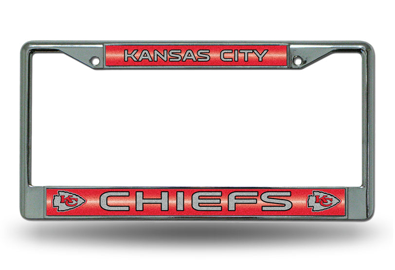 Kansas City Chiefs Glitter Chrome License Plate Frame