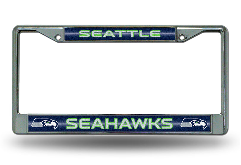 Seattle Seahawks Glitter Chrome License Plate Frame