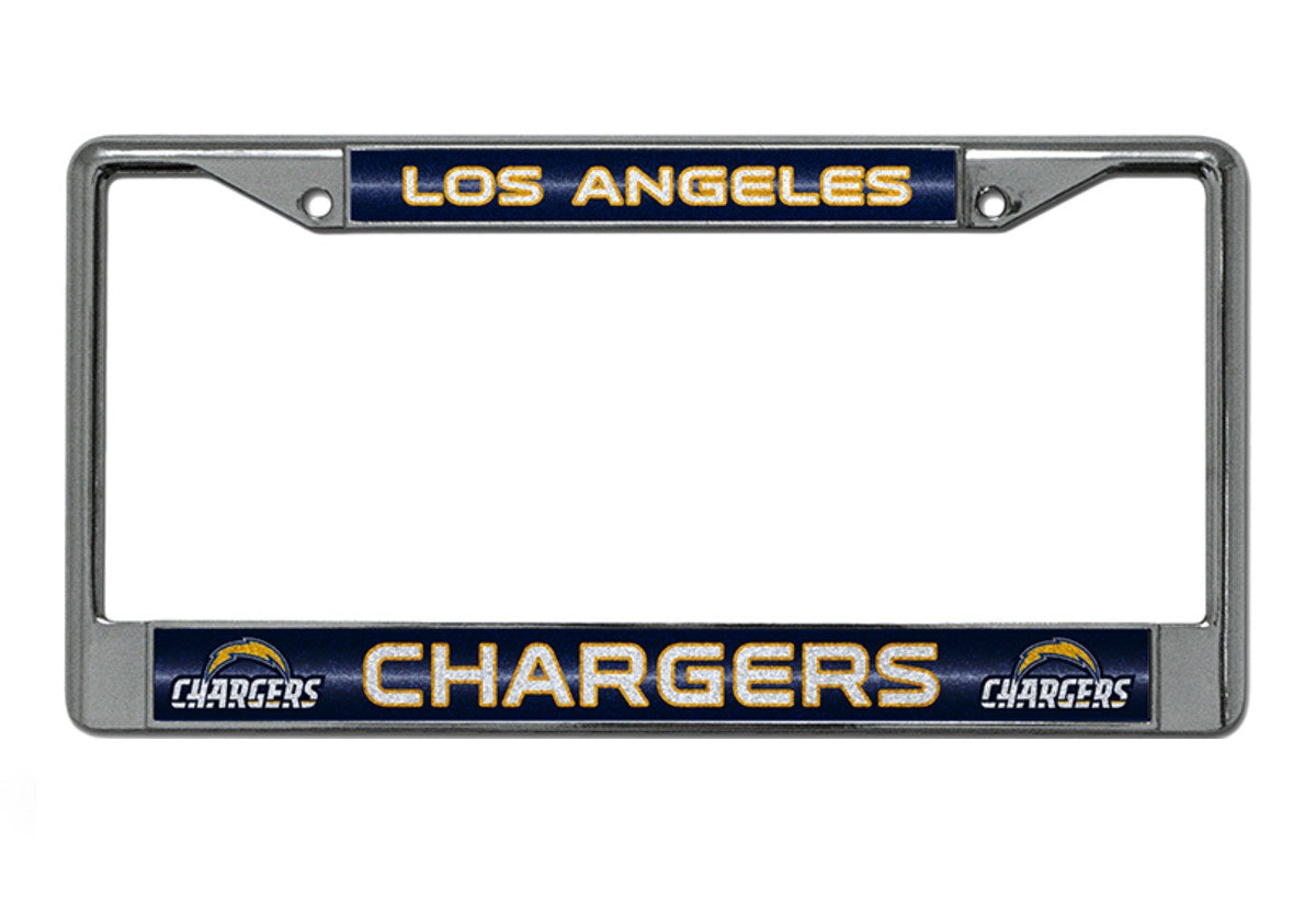 Los Angeles Chargers Glitter Chrome License Plate Frame