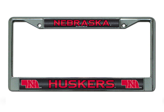 Nebraska Huskers Glitter Chrome License Plate Frame