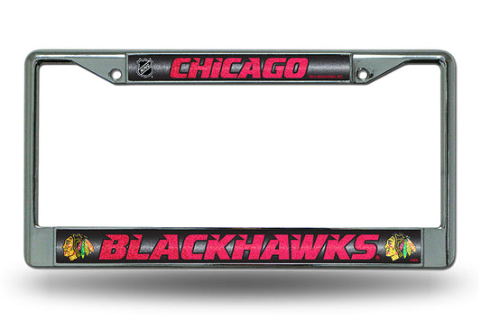 Chicago Blackhawks Glitter Chrome License Plate Frame