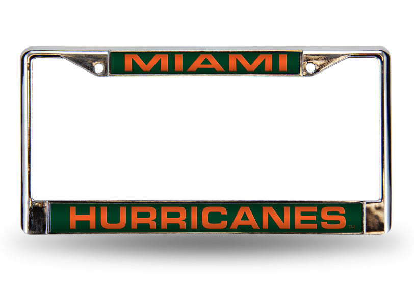 Miami Hurricanes Laser Chrome License Plate Frame