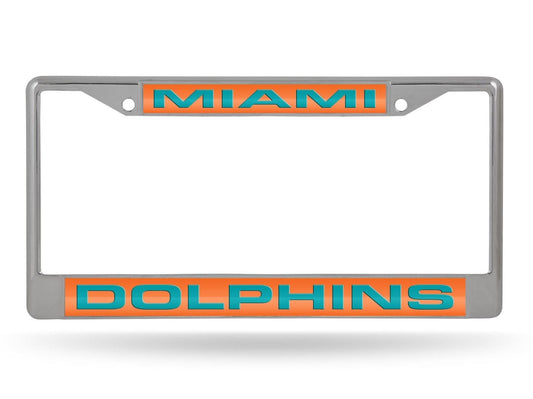 Miami Dolphins Laser Chrome License Plate Frame