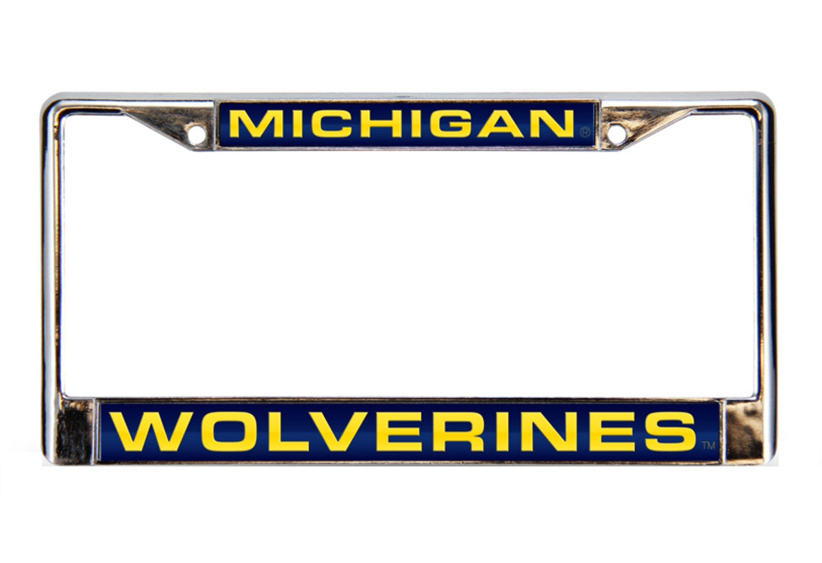 Michigan Wolverines Blue Laser Chrome License Plate Frame