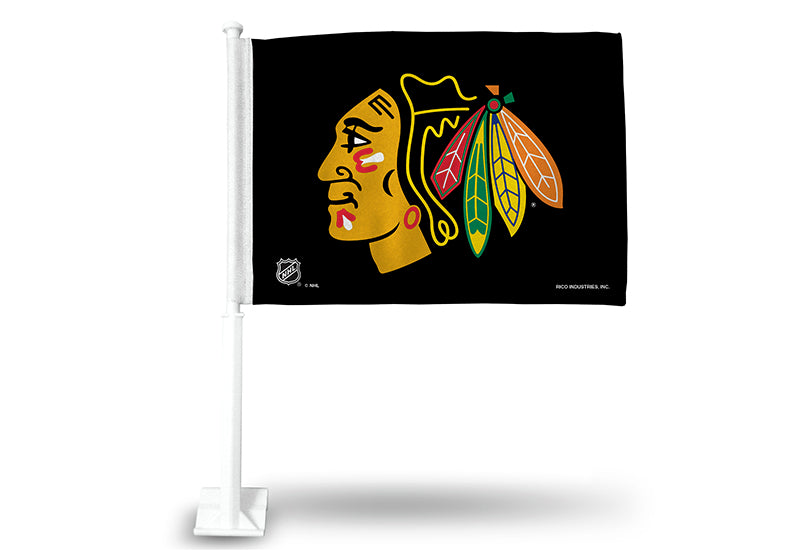 Chicago Blackhawks Black Car Flag