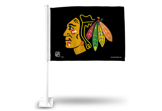 Chicago Blackhawks Black Car Flag