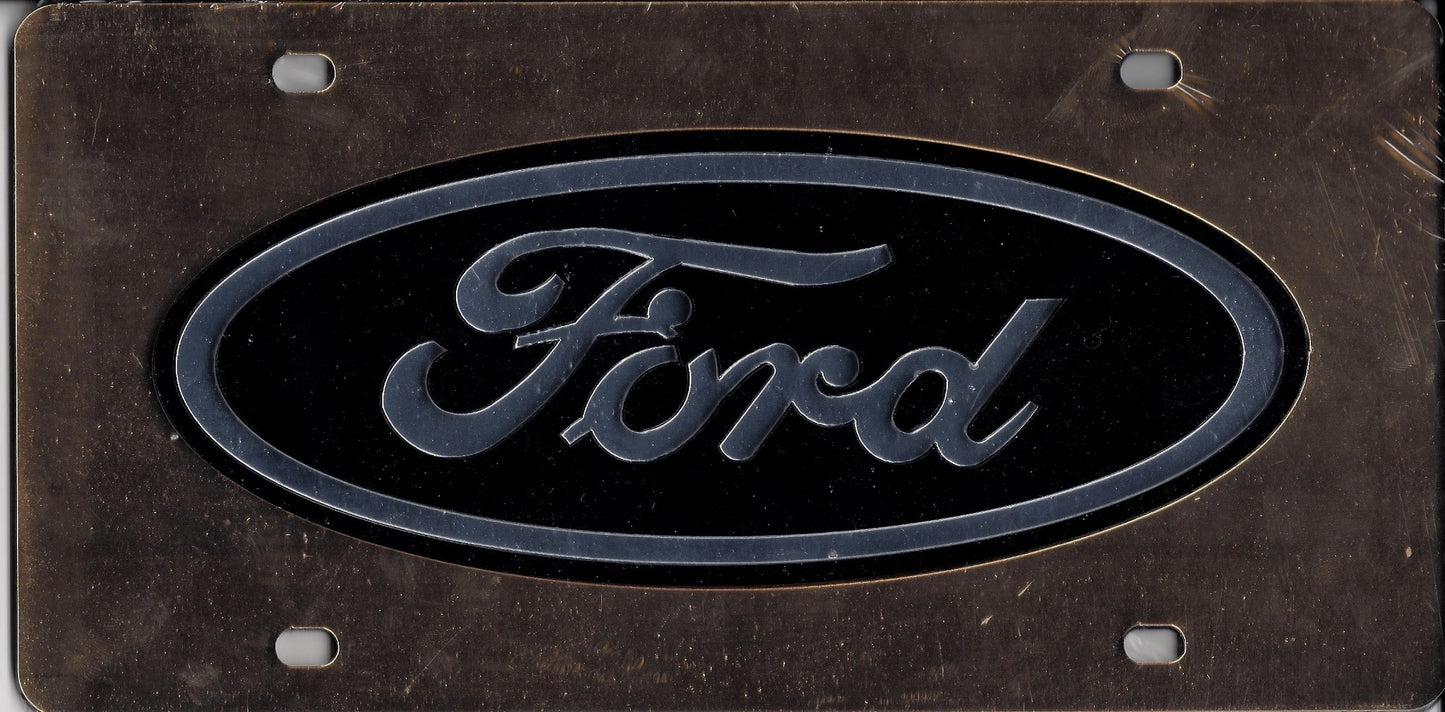 Ford Logo Black On Gold Laser License Plate