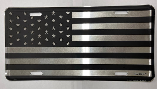 United States Flat Black Flag Metal License Plate