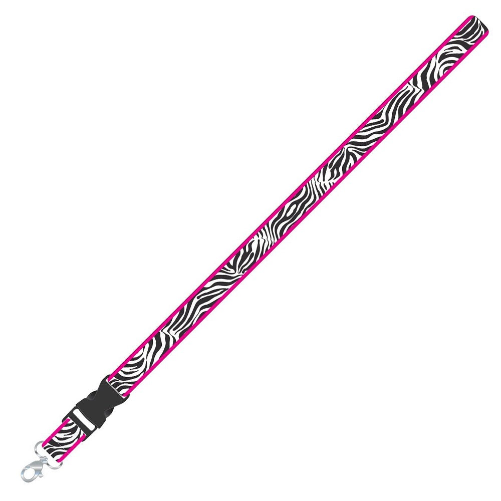 Pink with White/Black Zebra Lanyard