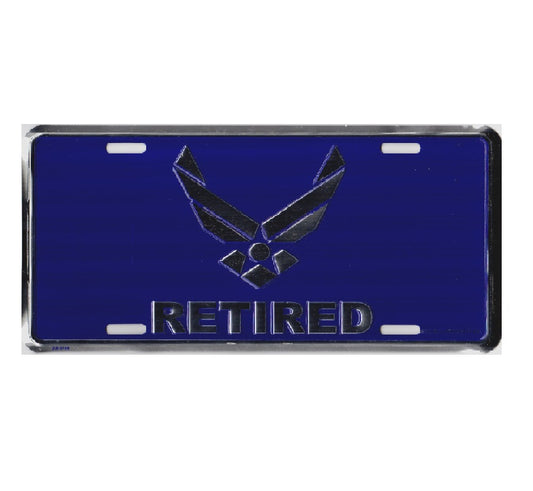 Air Force Retired Metal License Plate