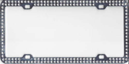 Chrome With Double Rows of Diamond License Plate Frame