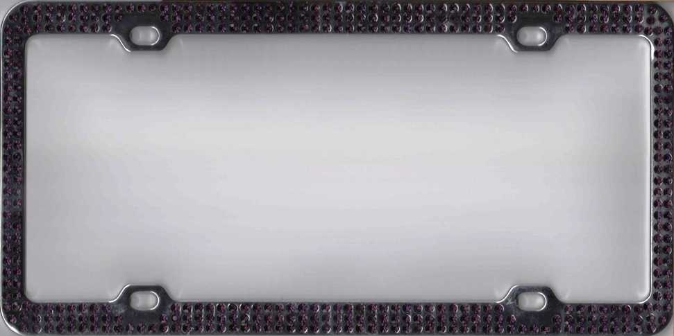 Chrome Coating Triple Row Purple Diamond License Plate Frame