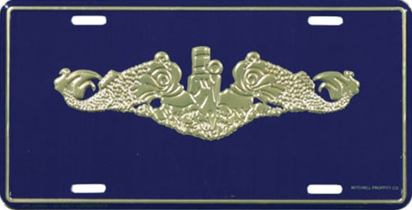 U.S. Navy Gold Submarine Dolphin License Plate