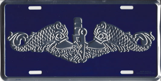 Navy Submarine Dolphin Silver License Plate