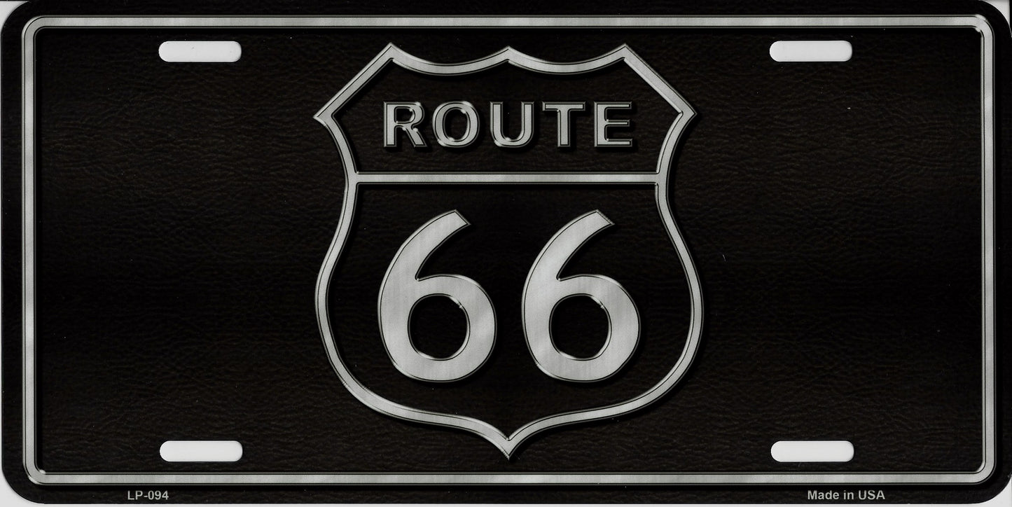 Route 66 Black Metal License Plate