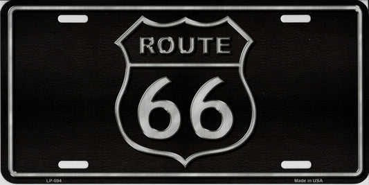 Route 66 Black Metal License Plate