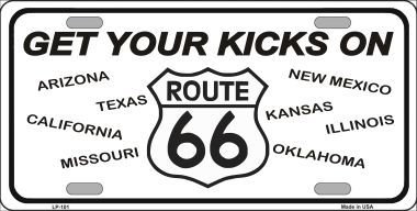 Get Your Kicks On Route 66 License Plate