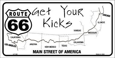 US Route 66 Map Get Your Kicks License Plate