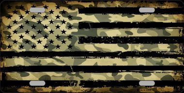 Camo American Flag Metal License Plate