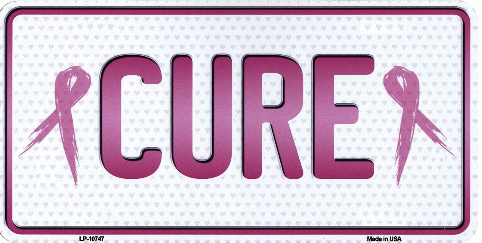 Cure With Ribbons Metal License Plate