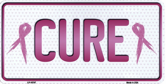 Cure With Ribbons Metal License Plate