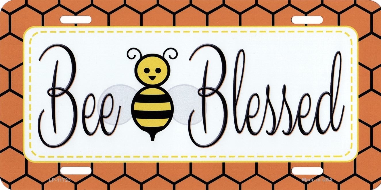 Bee Blessed Simple Metal License Plate