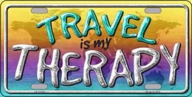 Travel Is My Therapy Metal License Plate